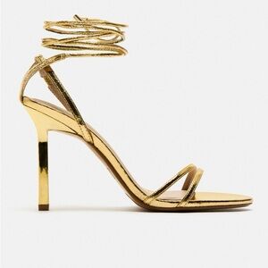 Zara Lace Up Heeled Sandals, Sz 11, NWT